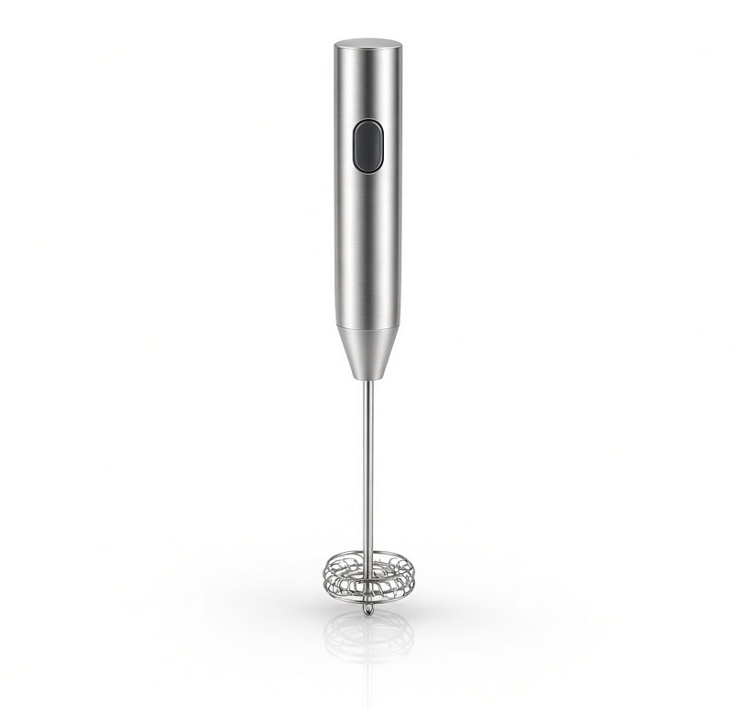 Handheld Electric Milk Frother — Stainless Steel Whisk