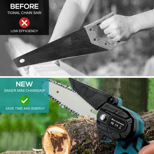 Cordless Mini Chainsaw — 6 Inch One-Handed 550W